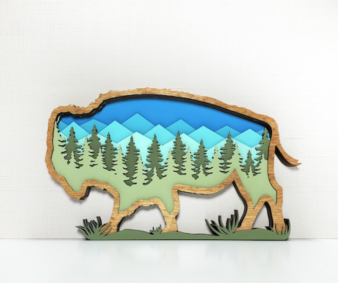 3D Layered Bison Art