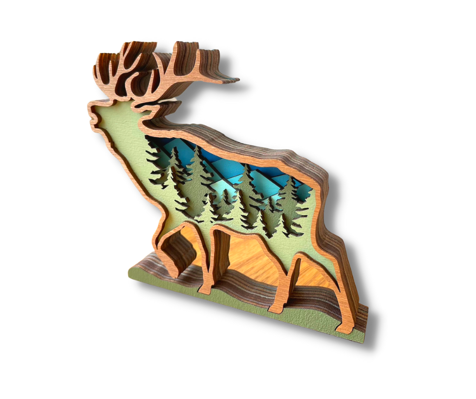3D Layered Elk Art