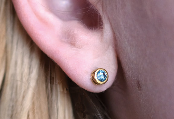 Montana Sapphire Earrings, gold stud earrings, silver stud earrings