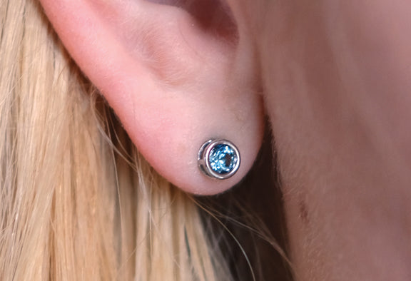 Montana Sapphire Earrings, gold stud earrings, silver stud earrings