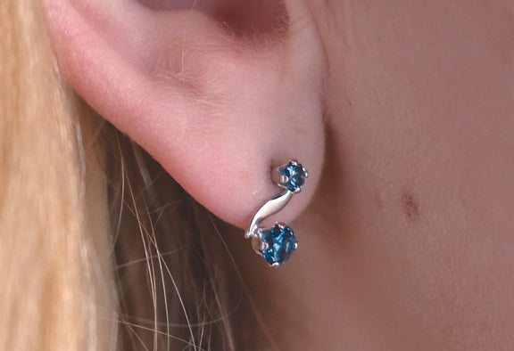Montana Sapphire Earrings, S shape earrings