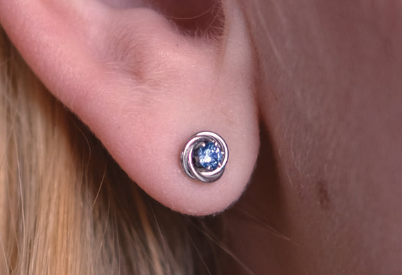 Montana Sapphire Earrings, Knot Stud Sterling
