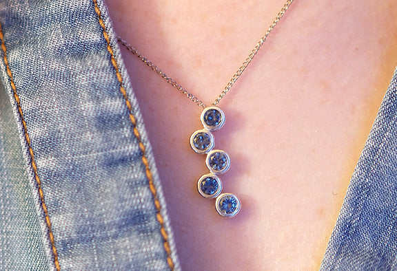 Montana Sapphire Necklace, Bubble pendant, Montana Sapphire Pendant