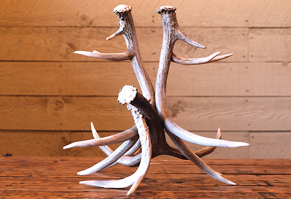 Wine Glass & Bottle Holder w/Antler