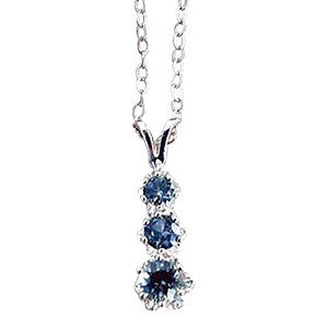 Montana Sapphire Necklace, Three Stone Drop Pendant