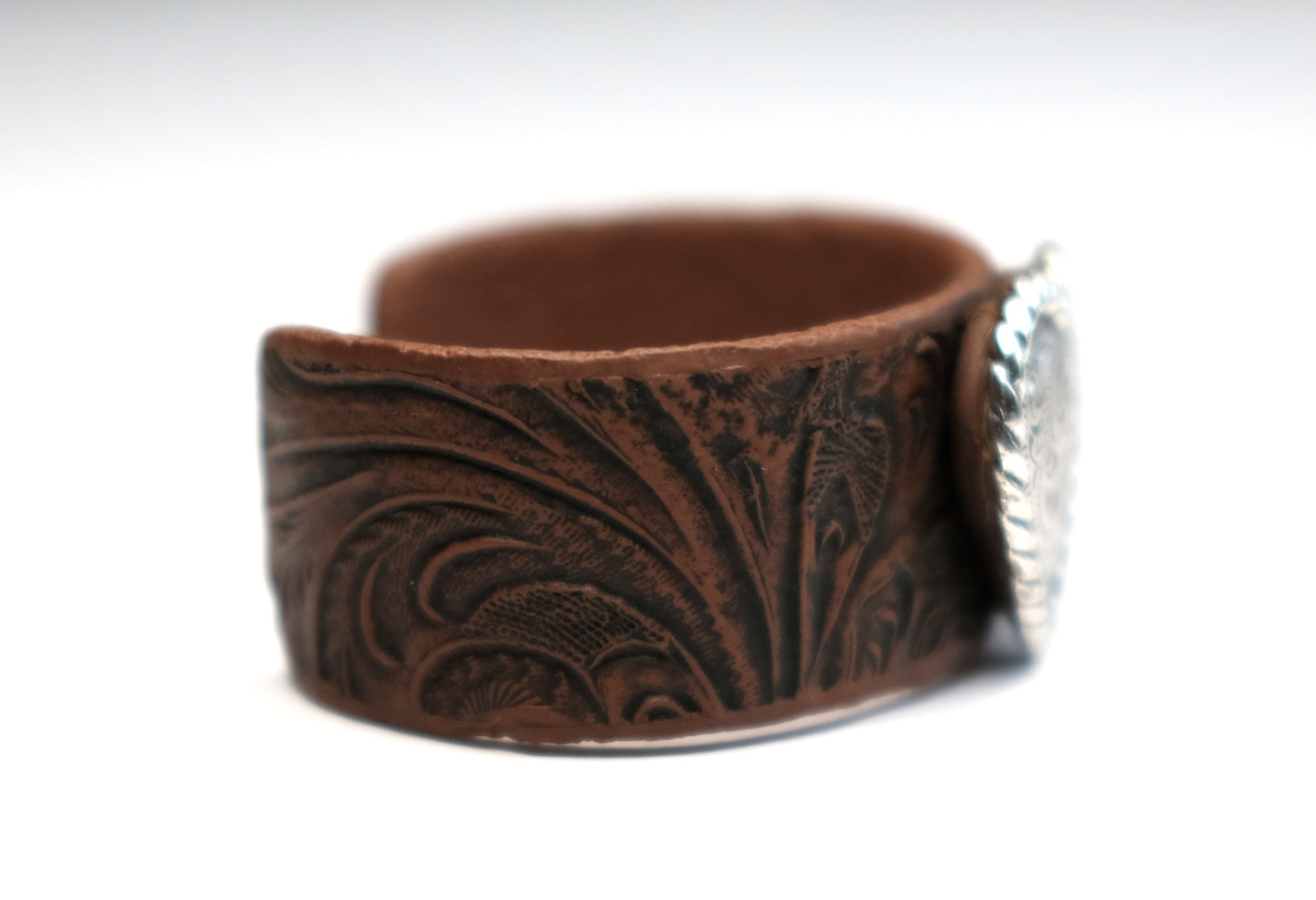 Tooled Cuff Bracelet with Heart Concho
