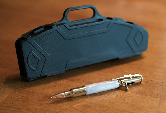 30 Cal. Bullet Pen, Deer Antler Inlay in Rifle Case
