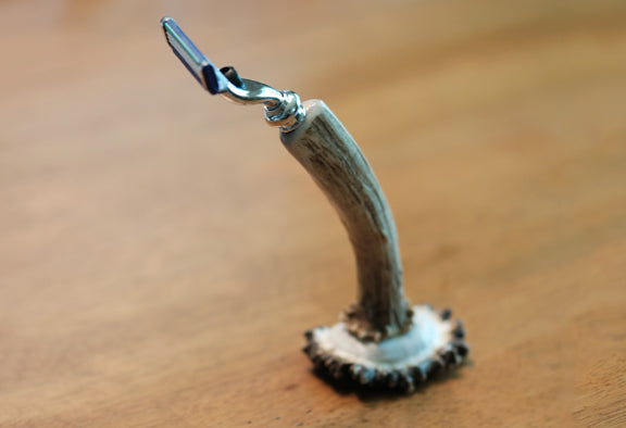Antler Razor with Elk Burr Base