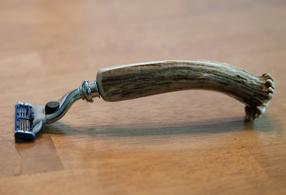 Antler Razor with Elk Burr Base