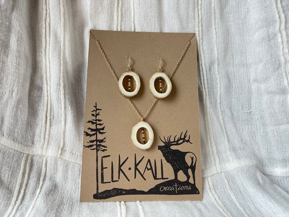 Antler with Glass Beads Earrings & Necklace