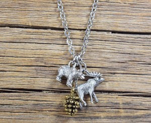 Moose & Bear Charm necklace