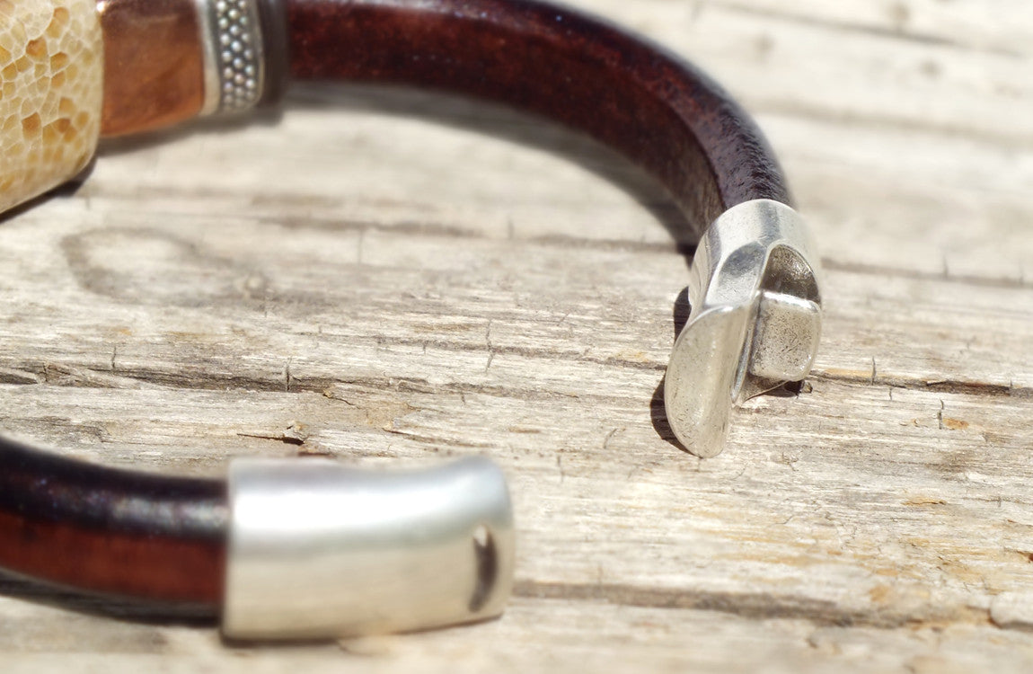 Copper Rose Leather Bracelet