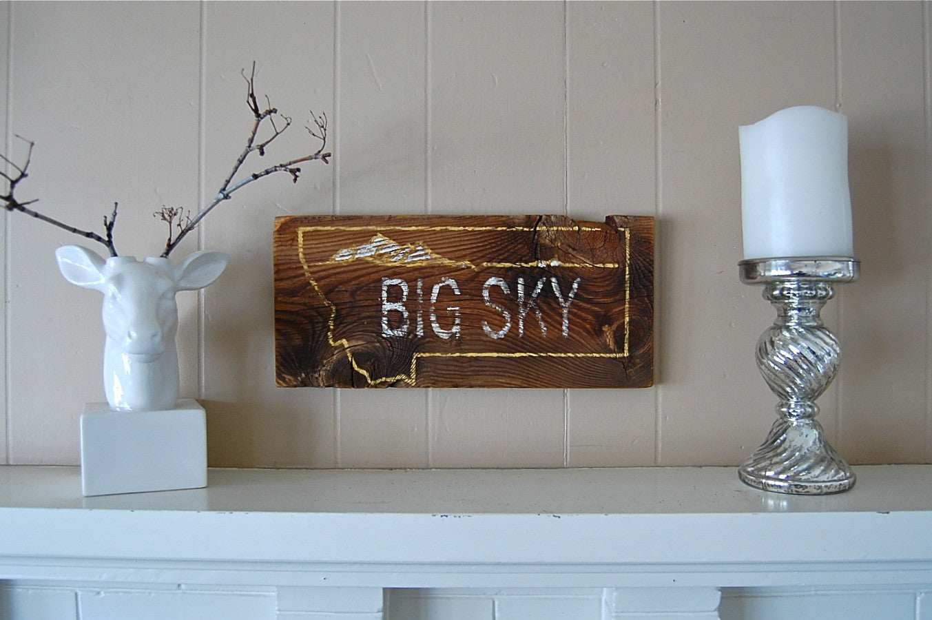 Big Sky Rustic Barnwood Montana Sign - Distinctly Montana - 3