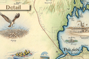 Hand-Drawn Map of Flathead Lake - Distinctly Montana - 2