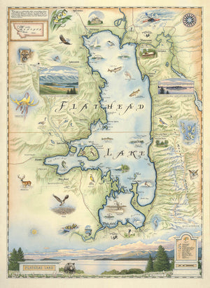 Hand-Drawn Map of Flathead Lake