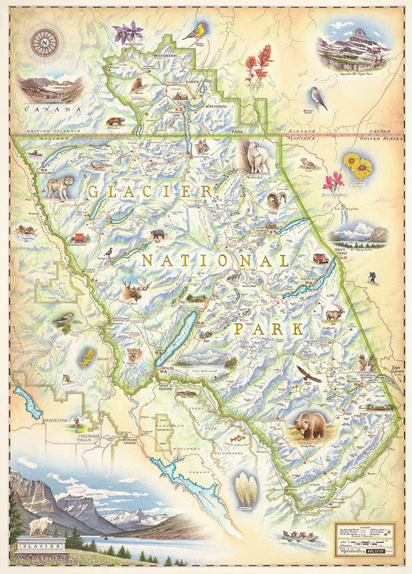 Hand-Drawn Map of Glacier National Park