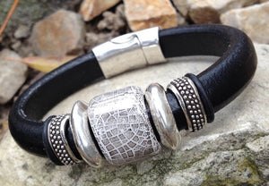 Glacier Black Leather Bracelet