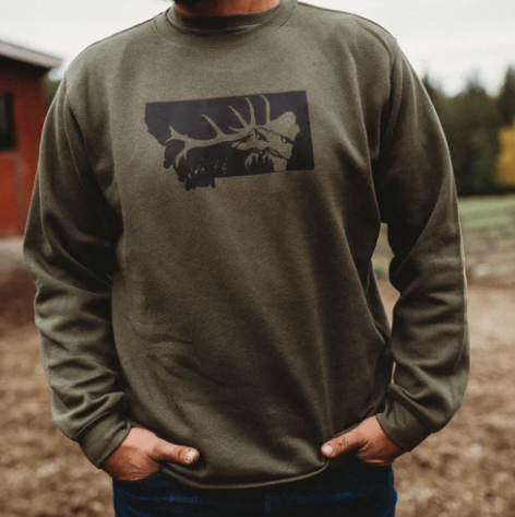Montana Bull Elk Unisex Crewneck