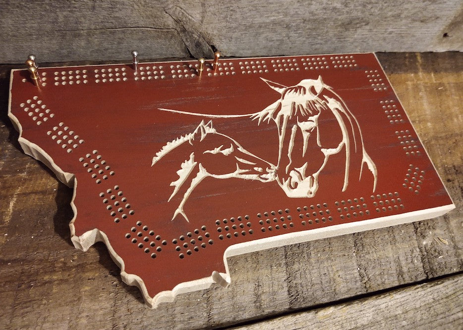 Montana Horse Cribbage Board