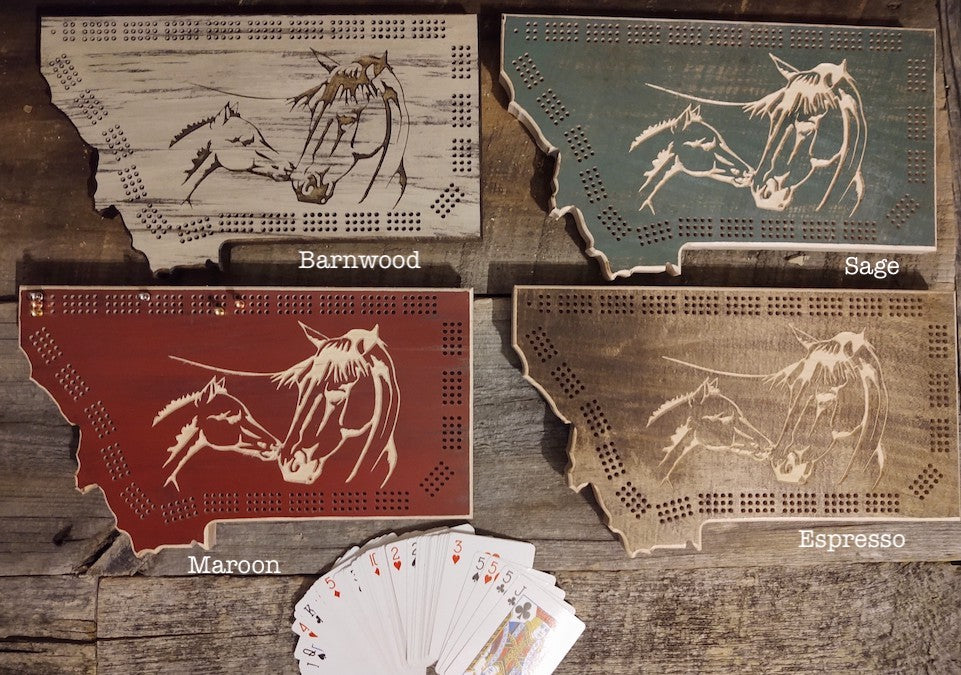 Montana Horse Cribbage Board