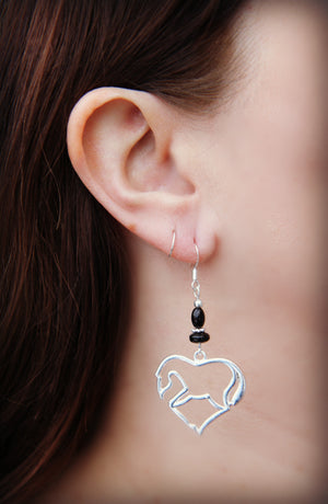 Horse Heart Glass Bead Earrings