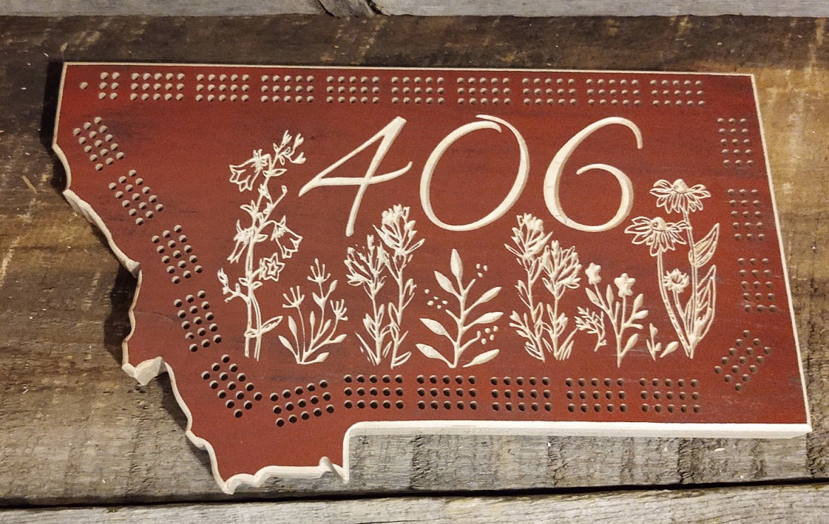 Montana 406 Wildflowers Cribbage Board