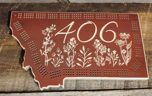 Montana 406 Wildflowers Cribbage Board
