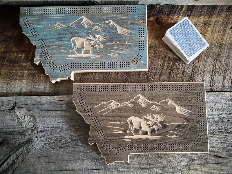 Montana Moose Cribbage Board