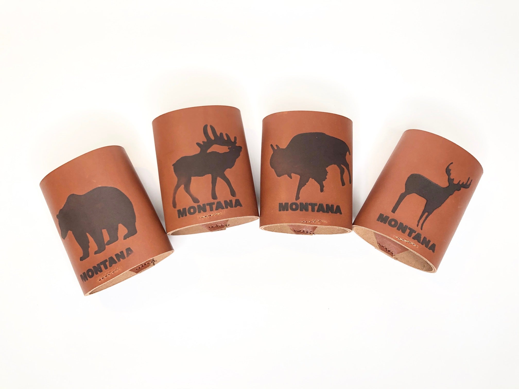 Leather Wildlife Beverage Grip Set