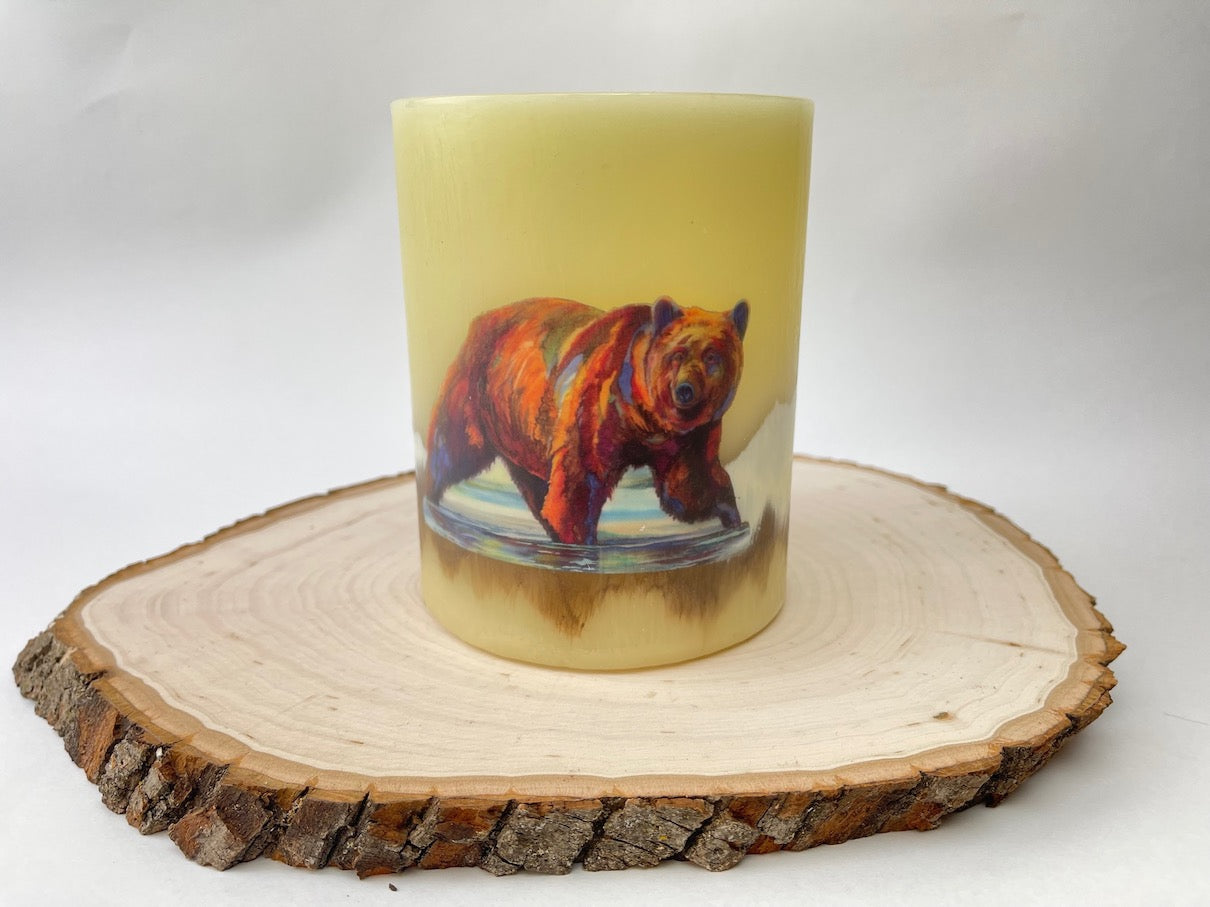 Glacier Grizzly Flameless Candle by Nancy Cawdrey