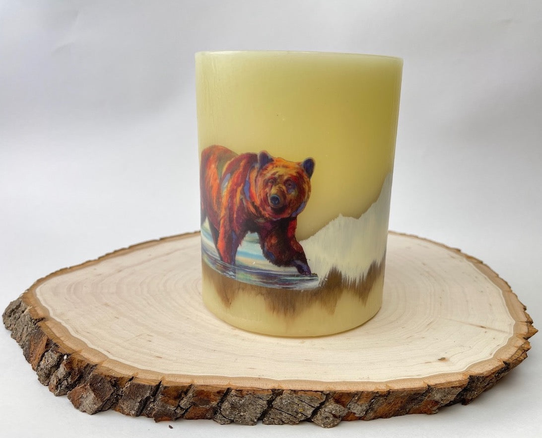 Glacier Grizzly Flameless Candle by Nancy Cawdrey