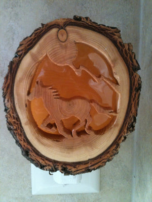 Carved Wood Horse Night Light 