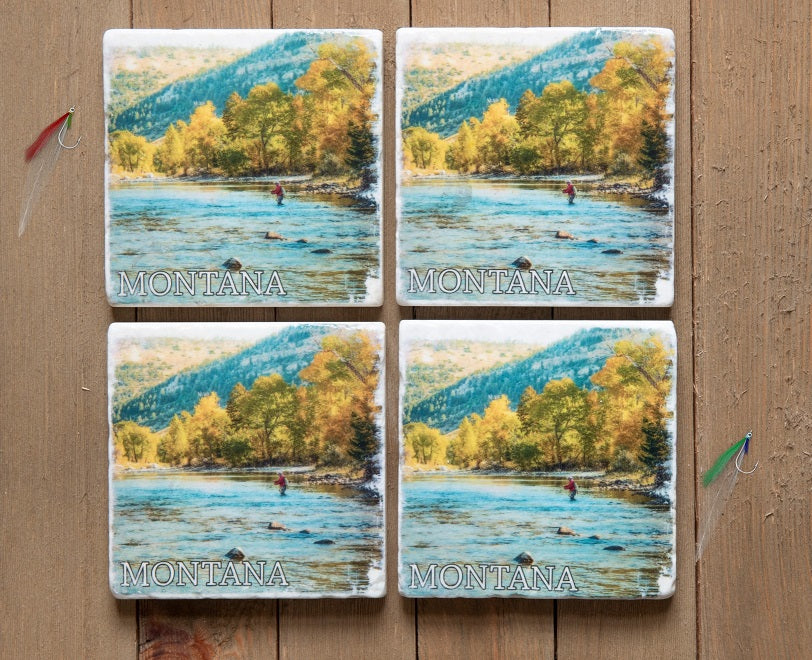 Montana Fly Fishing Stone Coasters