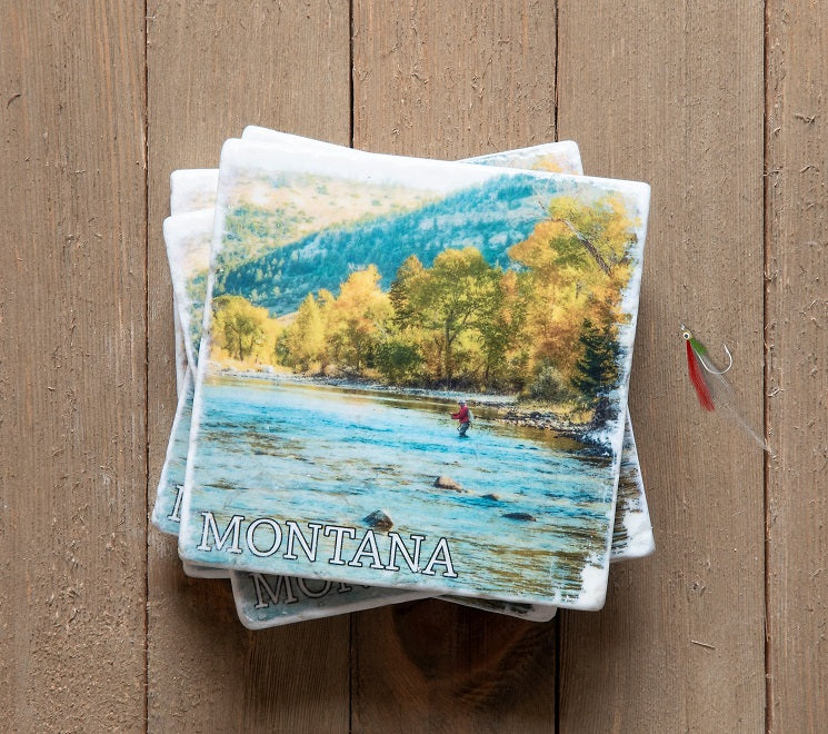 Montana Fly Fishing Stone Coasters