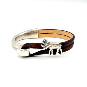 Moose Half Cuff Leather Bracelet