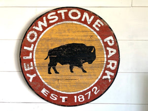 Yellowstone with Bison Round Shape Vintage Sign