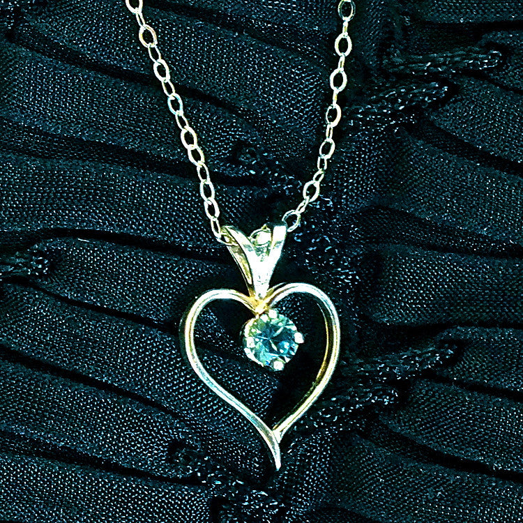 Montana Sapphire Necklace, Open Heart Pendant