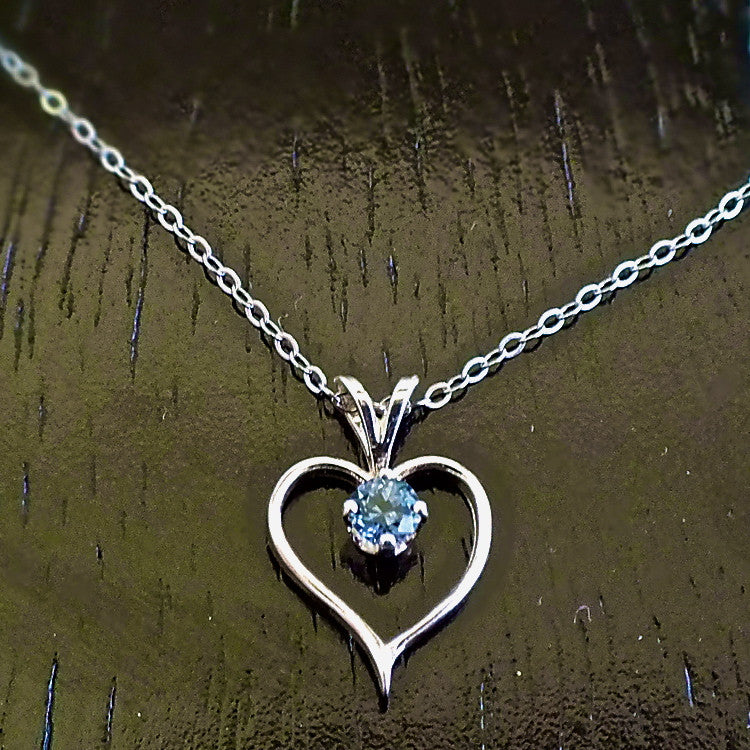 Montana Sapphire Necklace, Open Heart Pendant