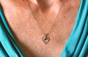 Montana Sapphire Necklace, Open Heart Pendant