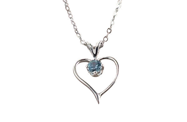 Montana Sapphire Necklace, Open Heart Pendant