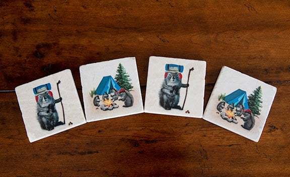 Montana Camping Squirrels Coasters