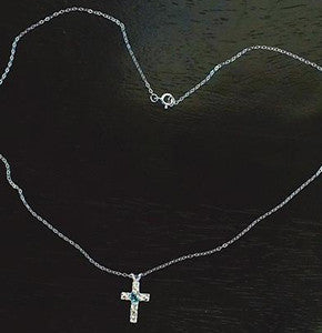 Montana Sapphire Necklace, Silver Cross Pendant