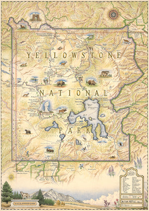Hand-Drawn Map of Yellowstone National Park