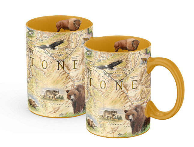 Yellowstone Map Ceramic Mugs