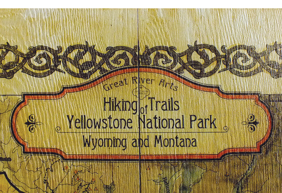 Yellowstone National Park Hiking Map Wall Art