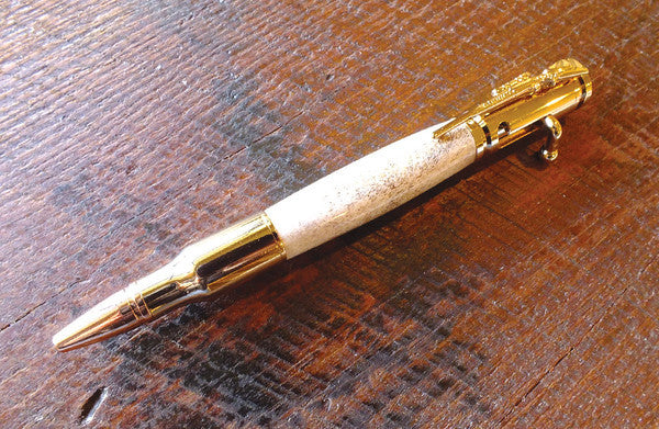 30 Cal. Bullet Pen, Deer Antler Inlay in Rifle Case