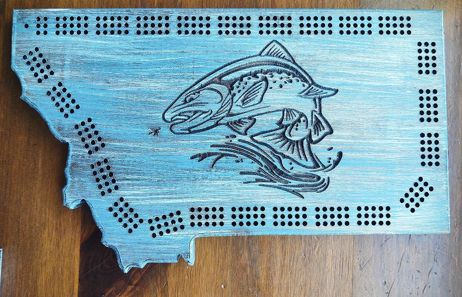 Montana Trout Cribbage Board