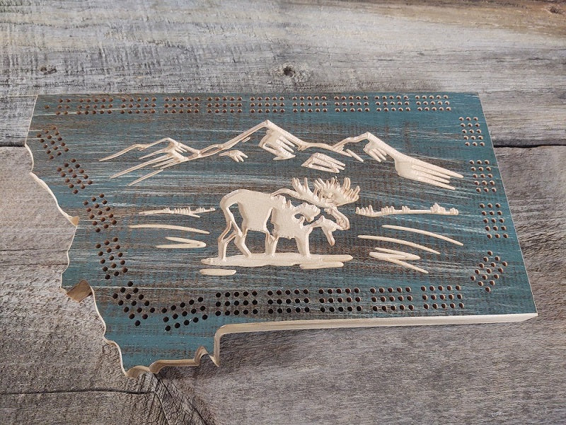 Montana Moose Cribbage Board