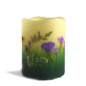 Purple Wildflower Flameless Candles  