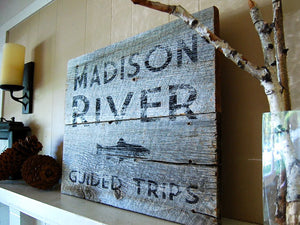 River Guide Rustic Montana Sign